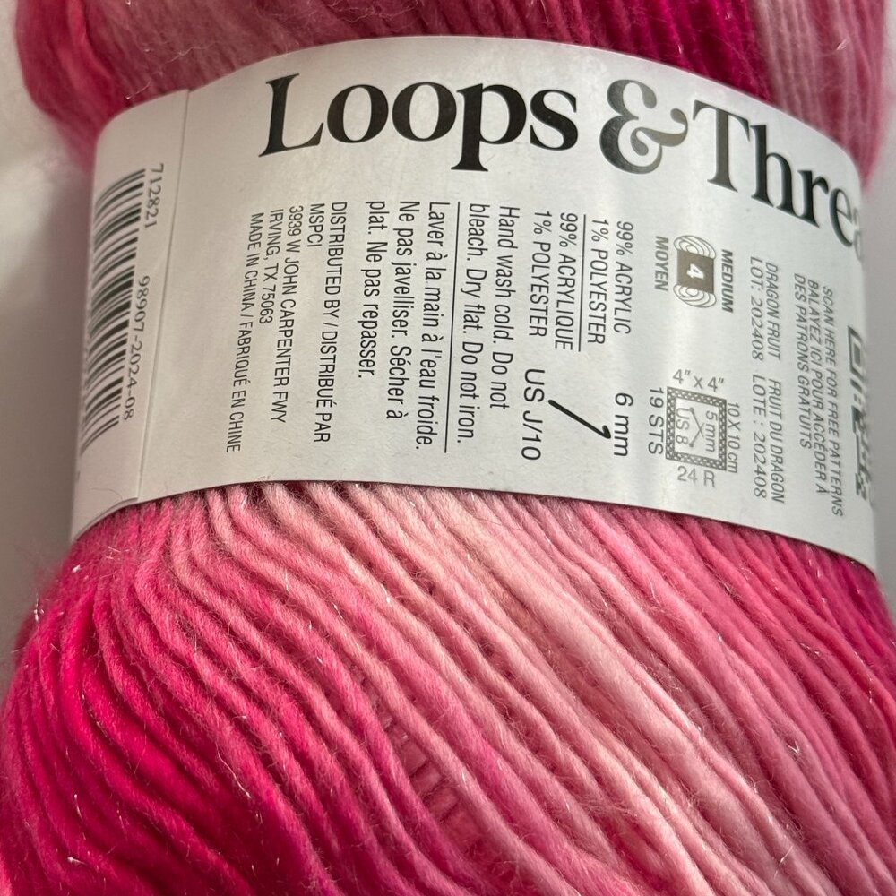 Loops & Threads Facets | Medium 4 | Dragon Fruit | 2 Skeins - Picture 4 of 4